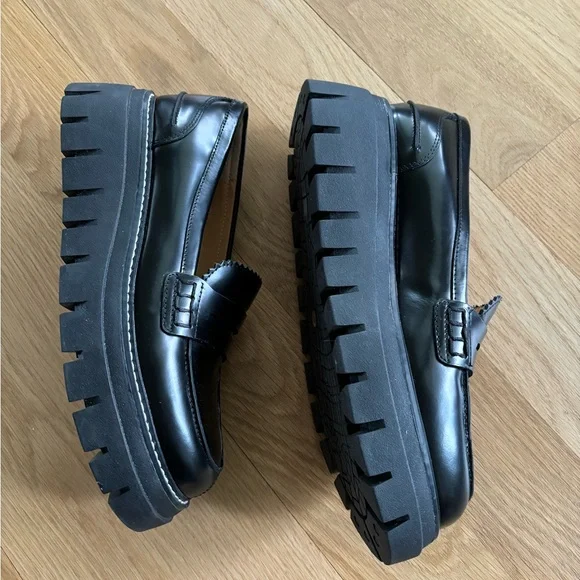 J/Slides black lug sole loafers Size 8.5 - Picture 2 of 11